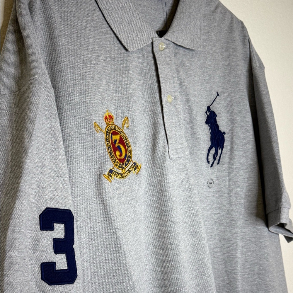 Polo Ralph Lauren Big Pony Crest Mesh Polo Shirt Gray Size 3XL NWT - Picture 8 of 11